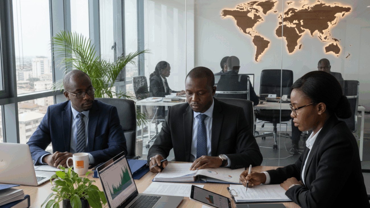 Entrepreneurs camerounais examinant la fiscalité des revenus financiers et dividendes