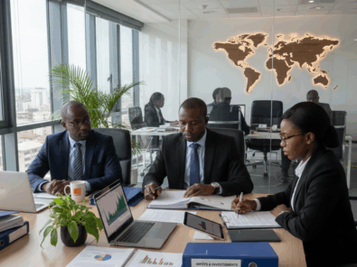 Entrepreneurs camerounais examinant la fiscalité des revenus financiers et dividendes